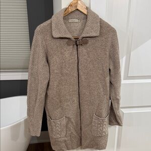 Cozy Tan Wool Blend Coat with Toggle Closure